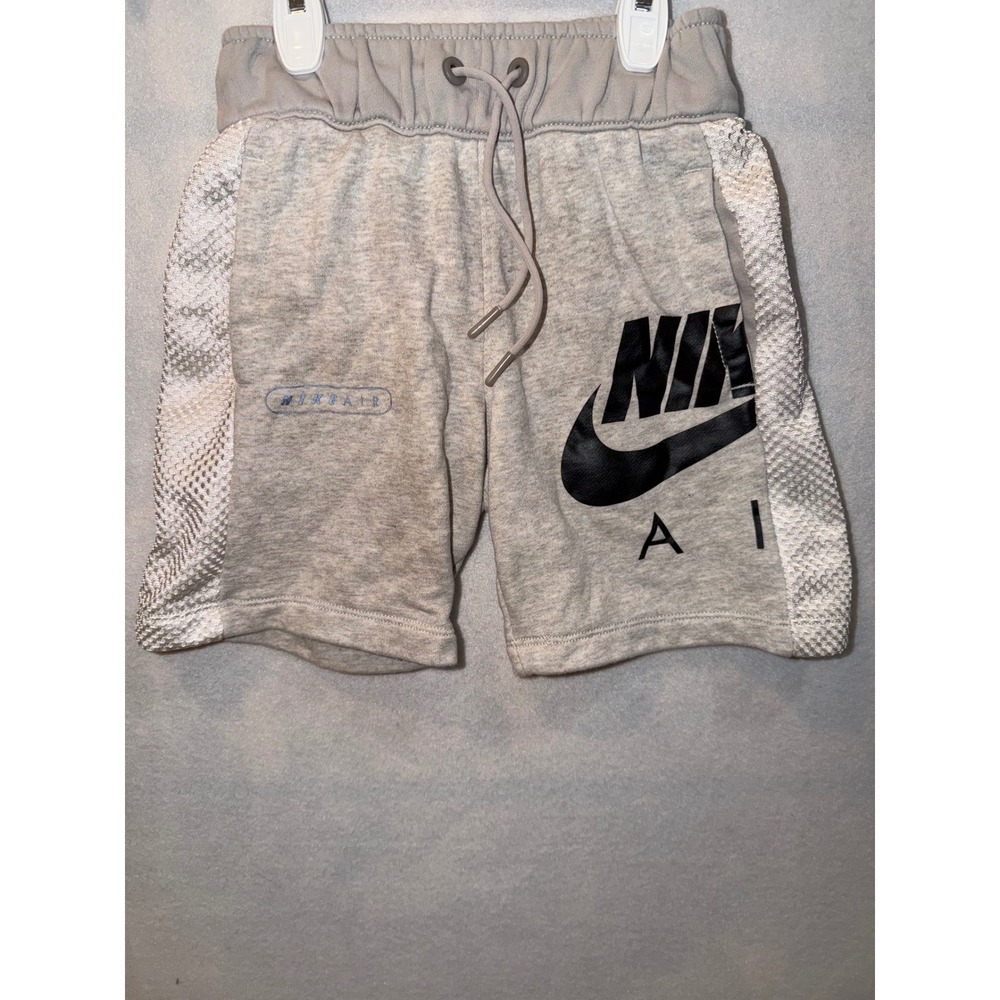 Nike Air Gray Athletic Shorts Mesh Panel Drawstring Waist‎ Kids XS